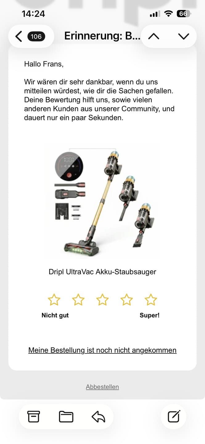 Customer photo review of Dripl UltraVac Akku-Staubsauger