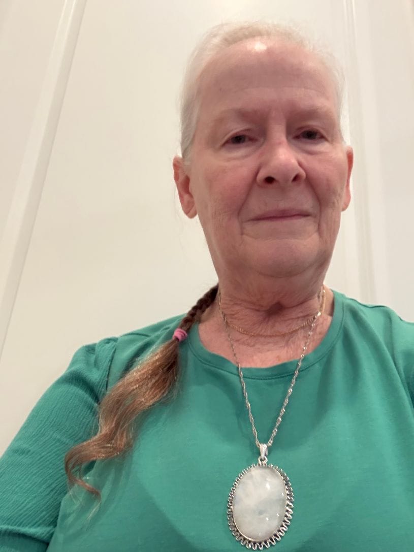 Customer photo review of Rainbow Moonstone Pendant 2 7/8" (.925 Sterling Silver)