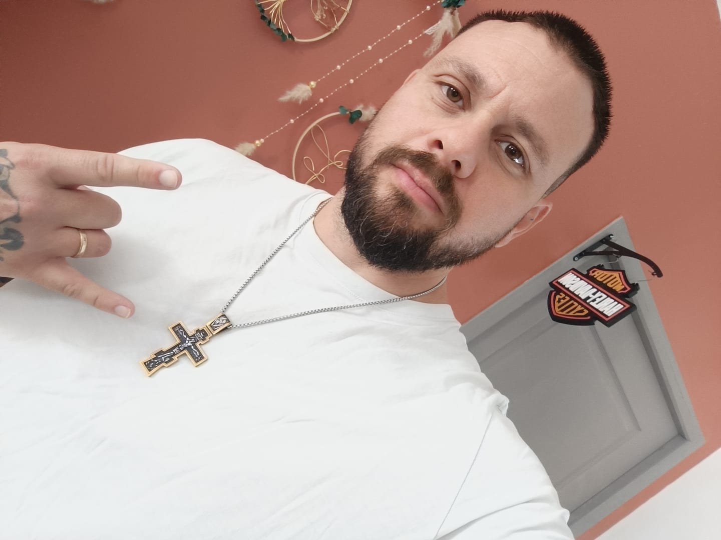 Customer photo review of DARK JESUS CROSS. - GOLD