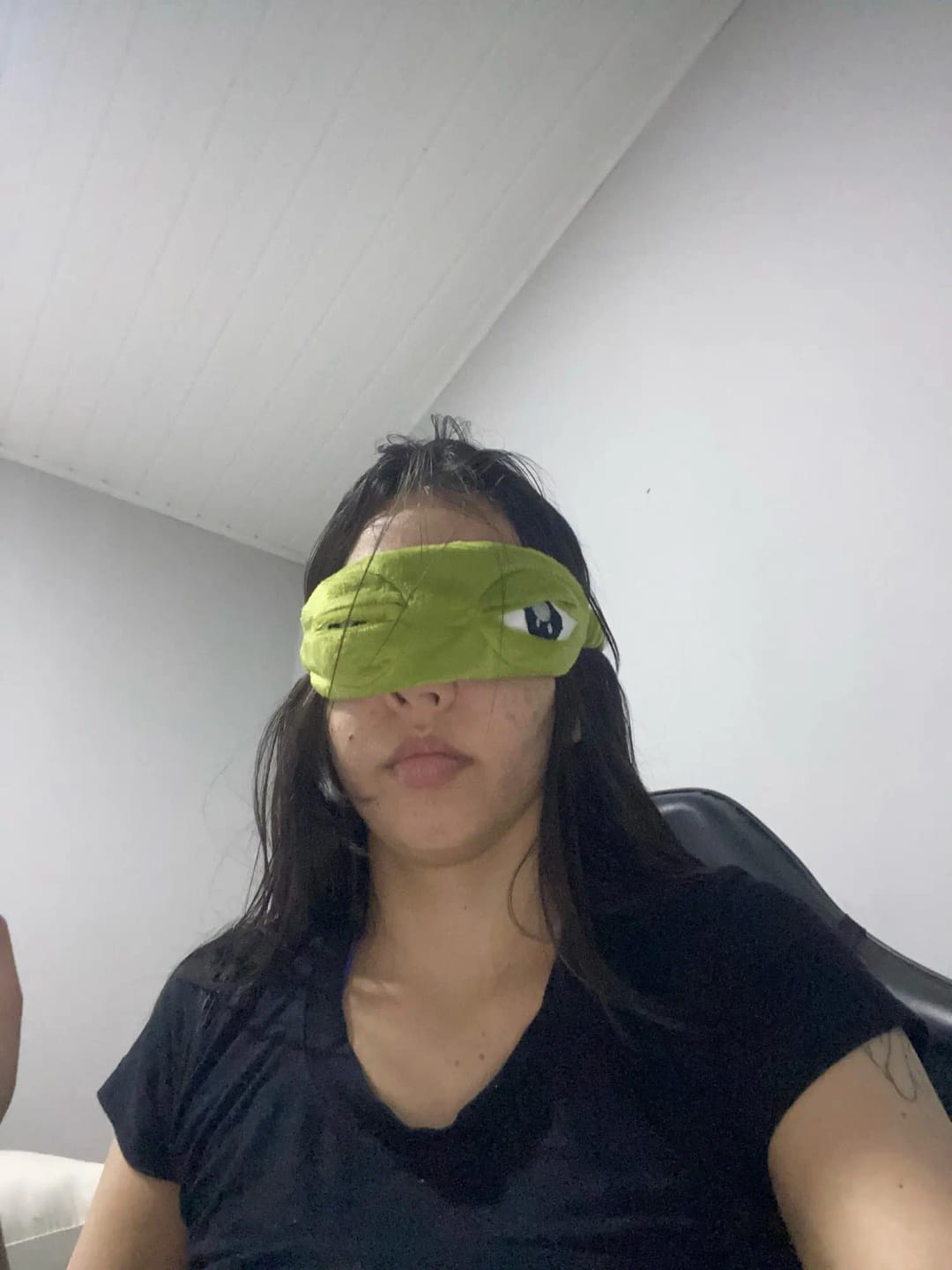 Customer photo review of Froggy's Ribbit Sleep Mask