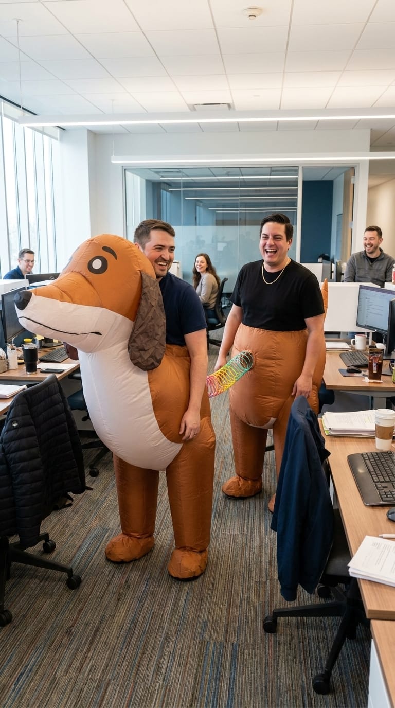 Customer photo review of Inflatable Spring Dog Costume