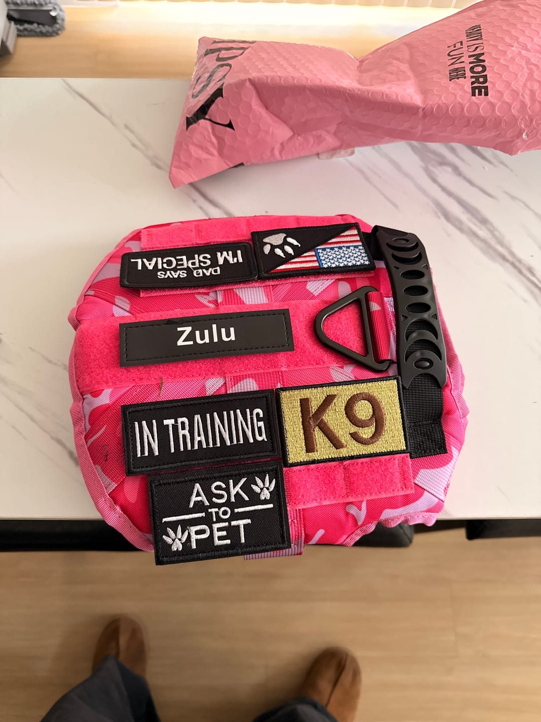 Customer photo review of Custom Hook & Loop Patch For Harness (Printed - 1 Pair)