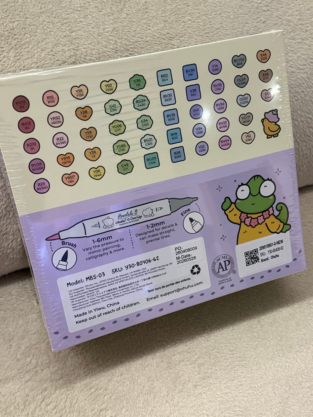 Customer photo review of Ohuhu x Coco Wyo Cozy Mood Coloring Kit, Honolulu B 48 Colors Alcohol Markers with Brush & Fine Dual Tips, Coloring Book with Mood Tracker Pages
