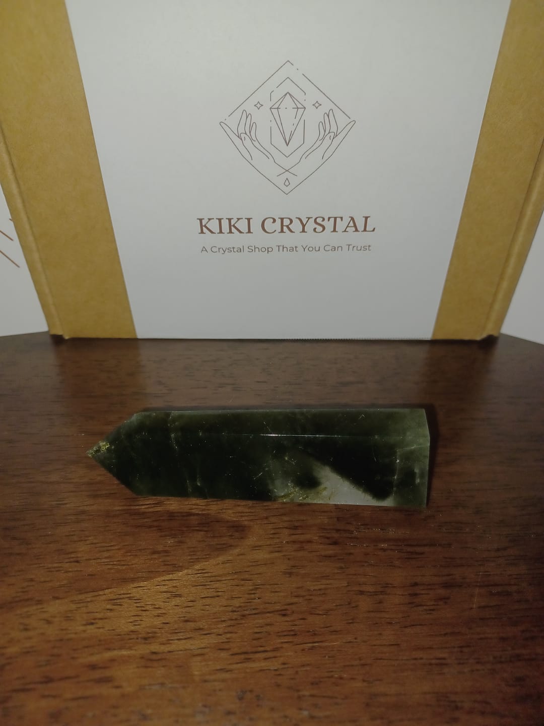 Customer photo review of Natural Crystal Actinolite In Clear Quartz Point