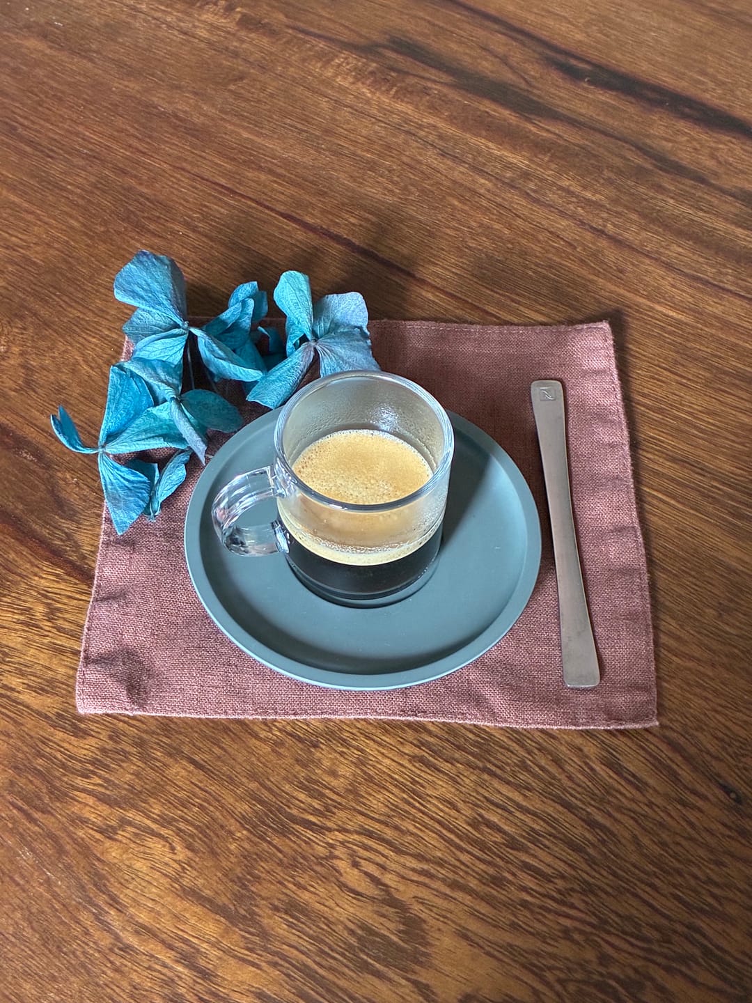 Customer photo review of Chocolate Linen Coasters Set of 4