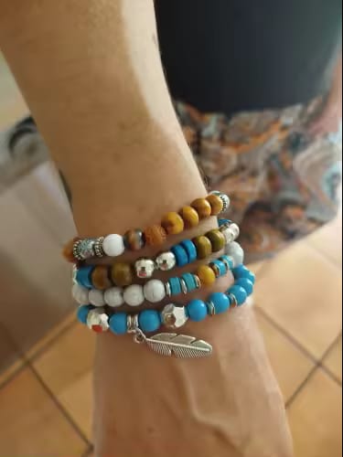 Customer photo review of Free Spirit Turquoise & Jasper Bracelet Stack