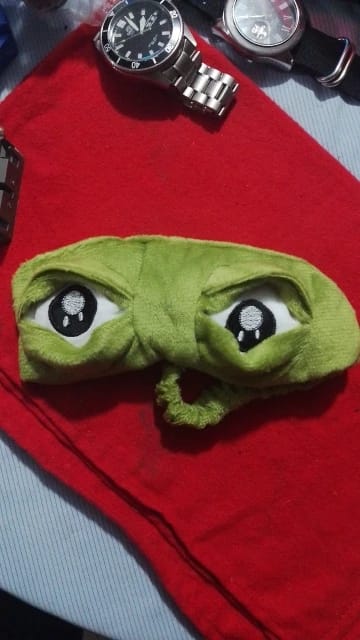Customer photo review of Froggy's Ribbit Sleep Mask