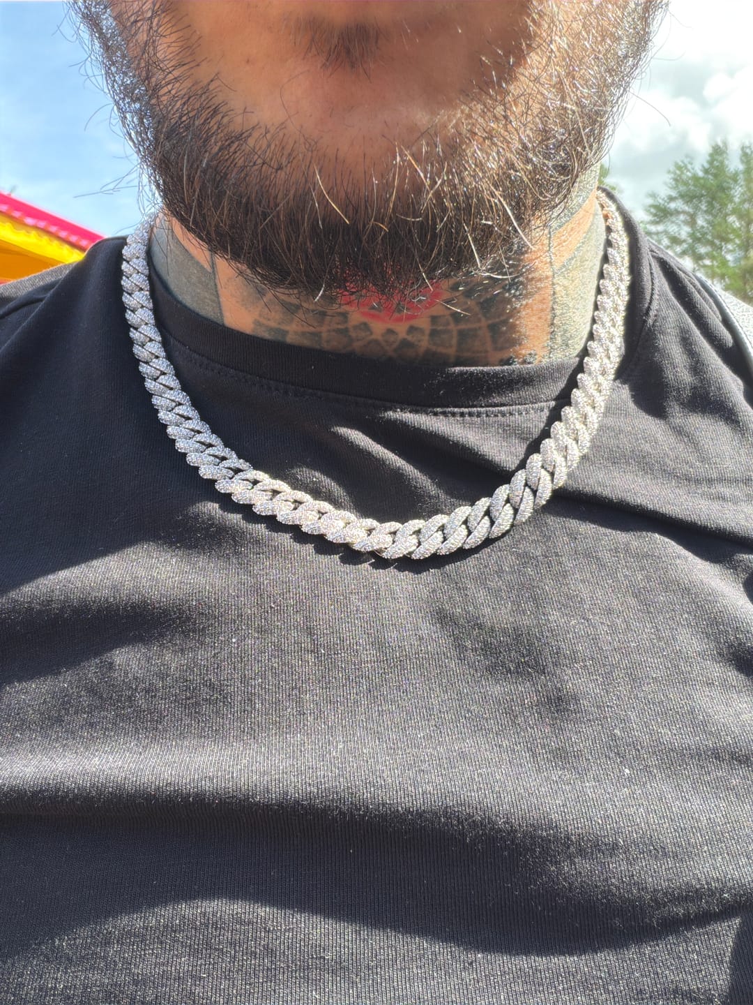 Customer photo review of 8mm Moissanite Cuban Link Chain - Silver - D Color - VVS1