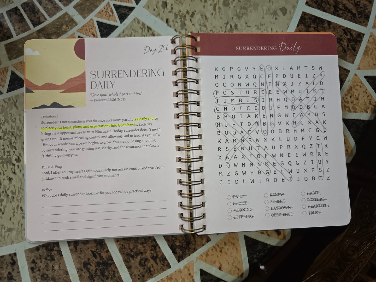 Customer photo review of Be Still: Word Search Devotional for Peace & Rest in God