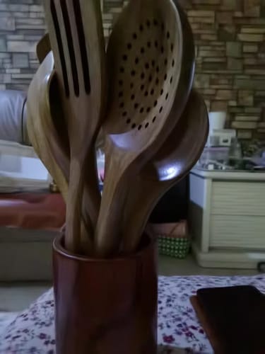 Customer photo review of Teak Kitchen Utensil Set