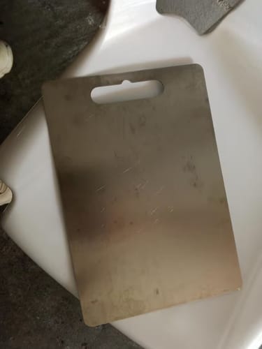 Customer photo review of Stainless Steel Cutting Board