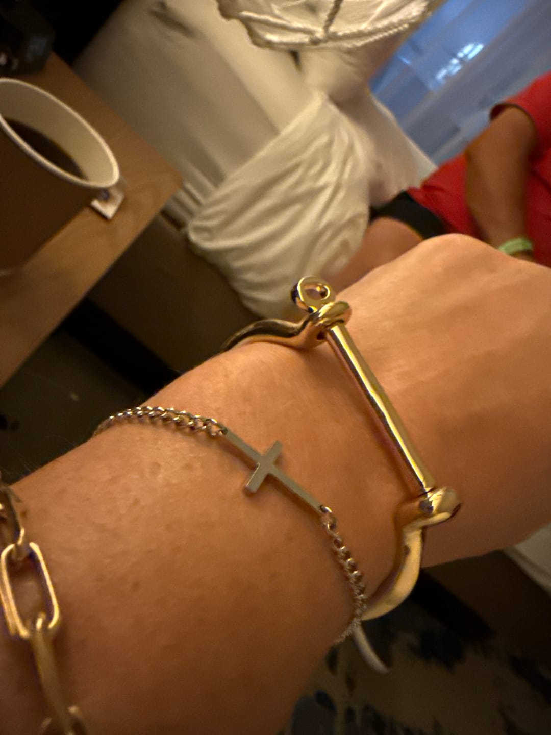 Customer photo review of Silver Cross Bracelet