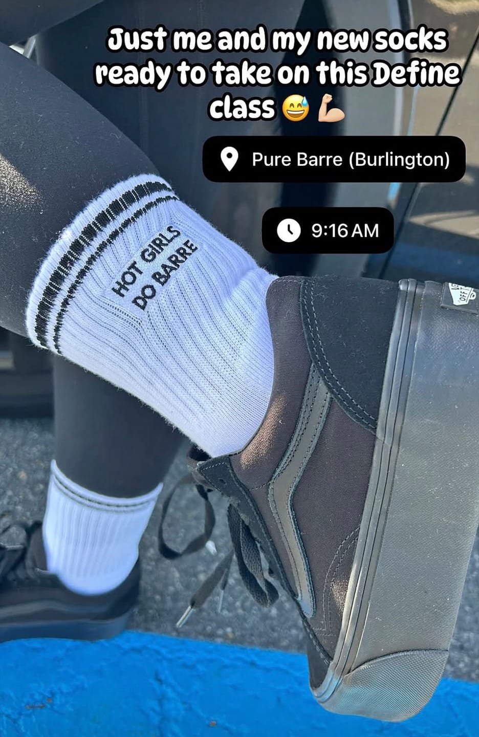 Customer photo review of Hot Girls Do BARRE Socks - White/Black