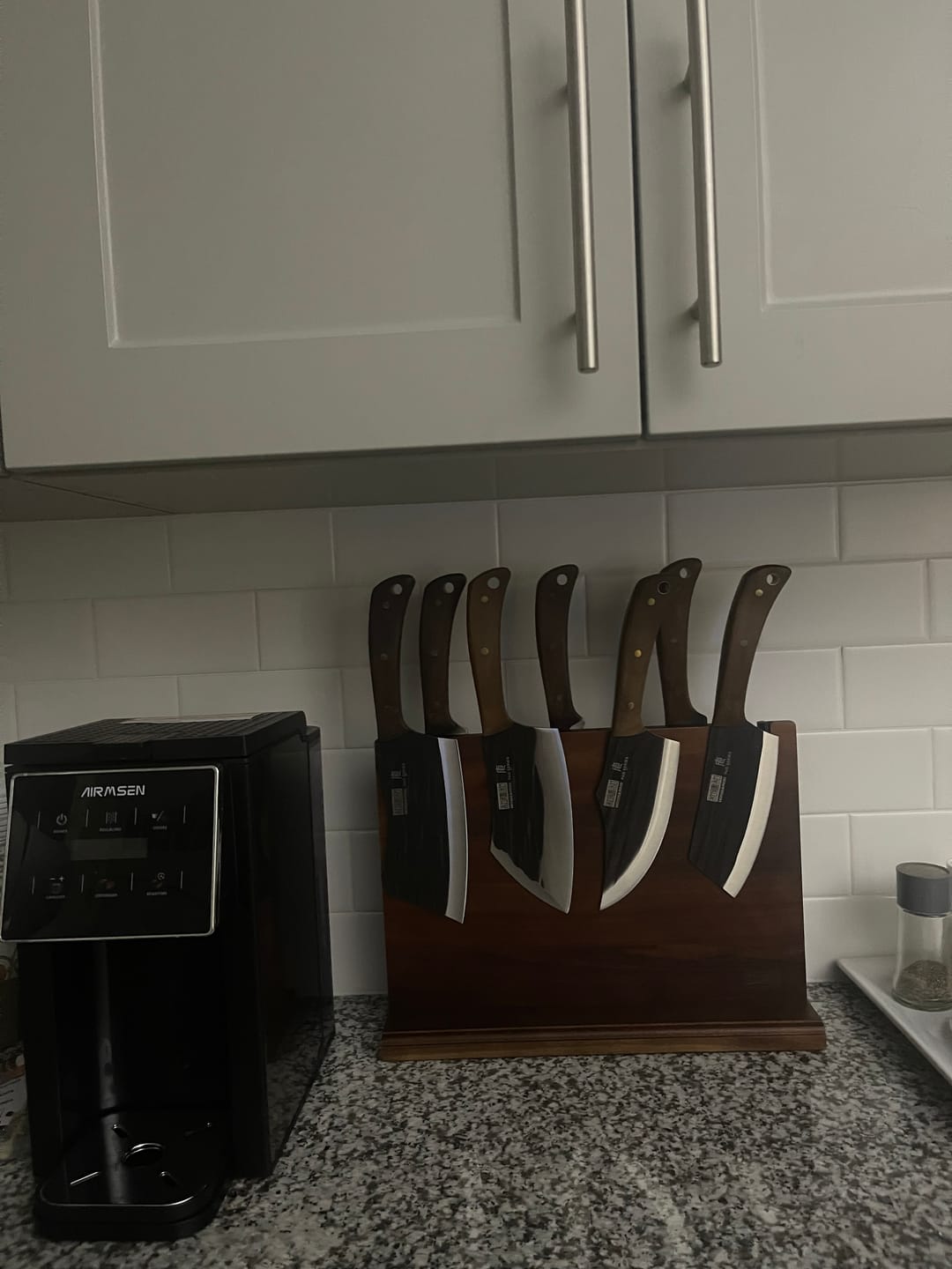 Customer photo review of 9-Piece Hand Forged Butcher Knife Set with Magnetic Block