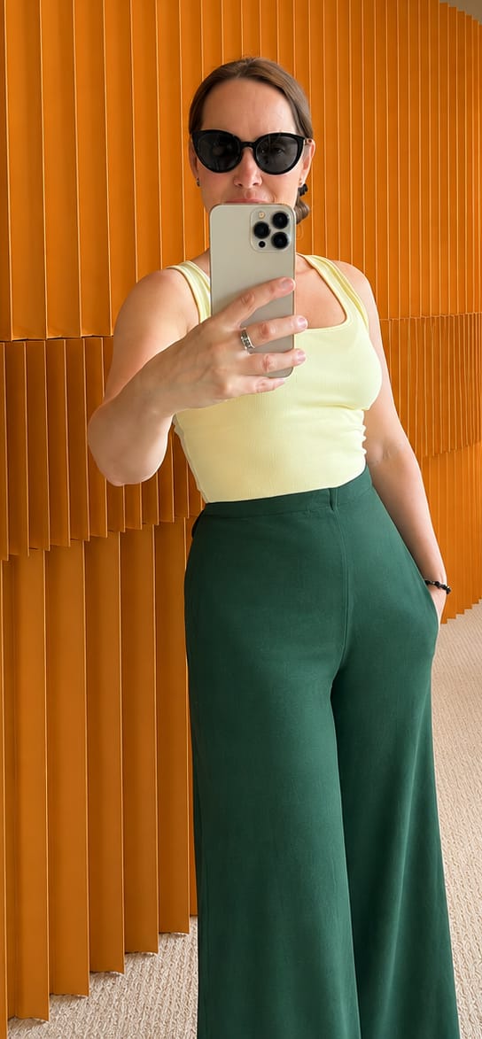 Customer photo review of Pant to Jumpsuit - Olive Linen