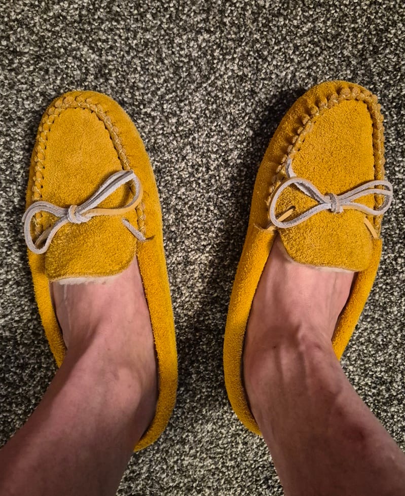 Customer photo review of Men's Soft Sole Moosehide Suede Moccasins