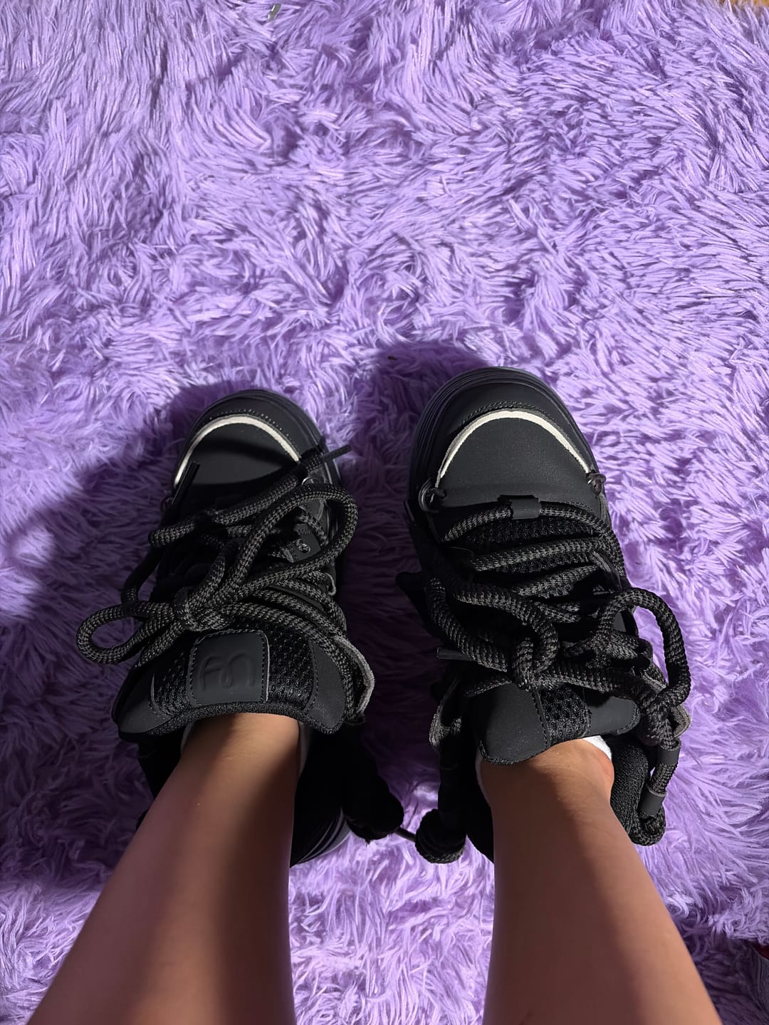 Customer photo review of *CLEARANCE* Kawaii Neko Midnight Black Chunky Shoes - Unisex