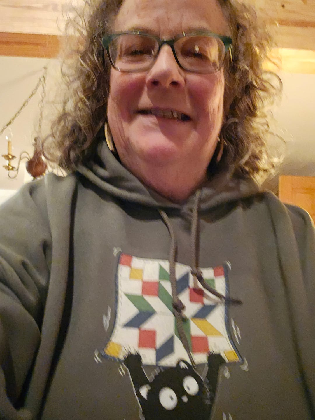 Customer photo review of Clingy Quilt Cat Hoodie
