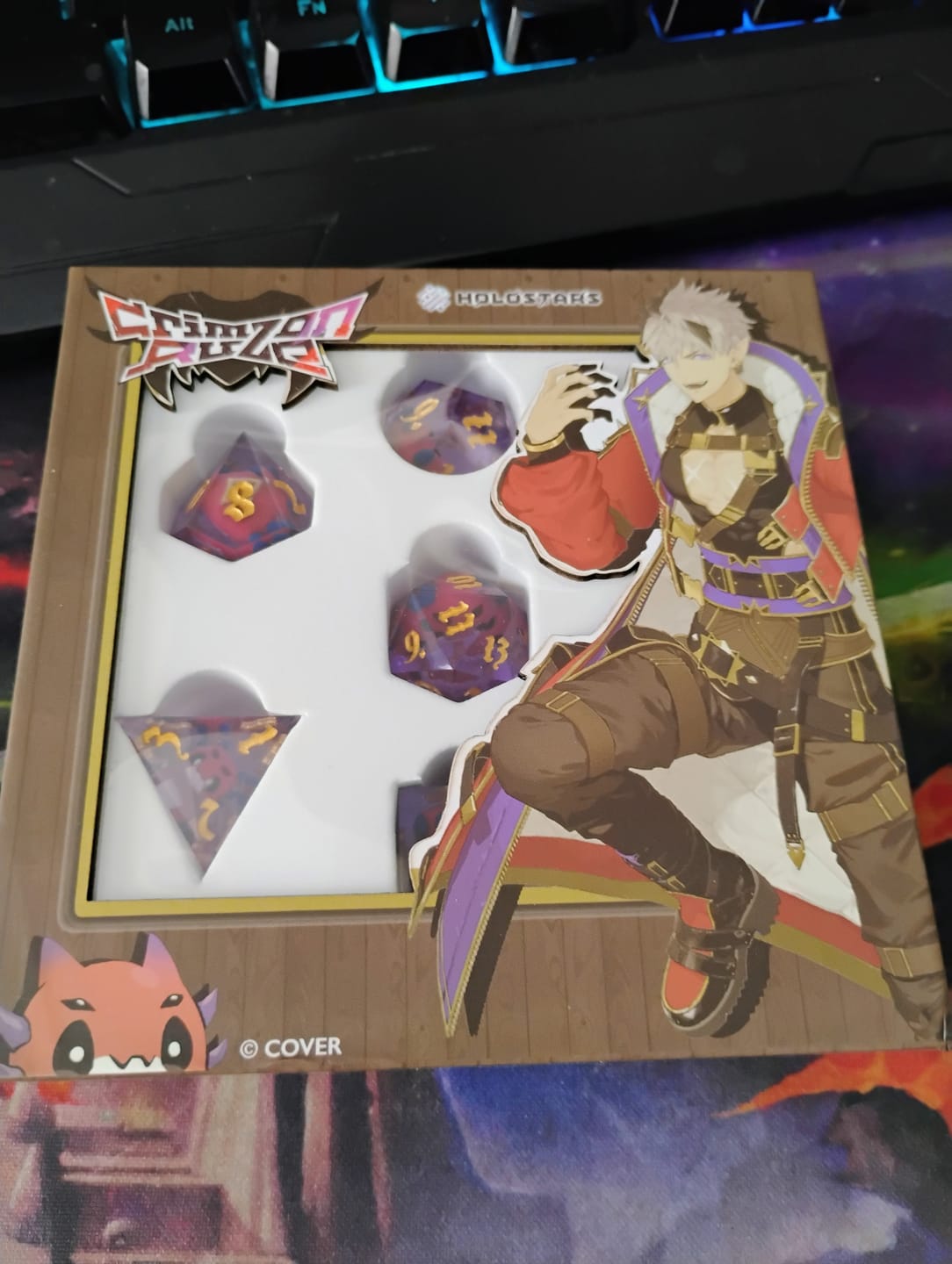 Customer photo review of PRE-ORDER | Crimzon Ruze Sharp-Edged Resin Dice Set | HOLOSTARS English x MMG Exclusive