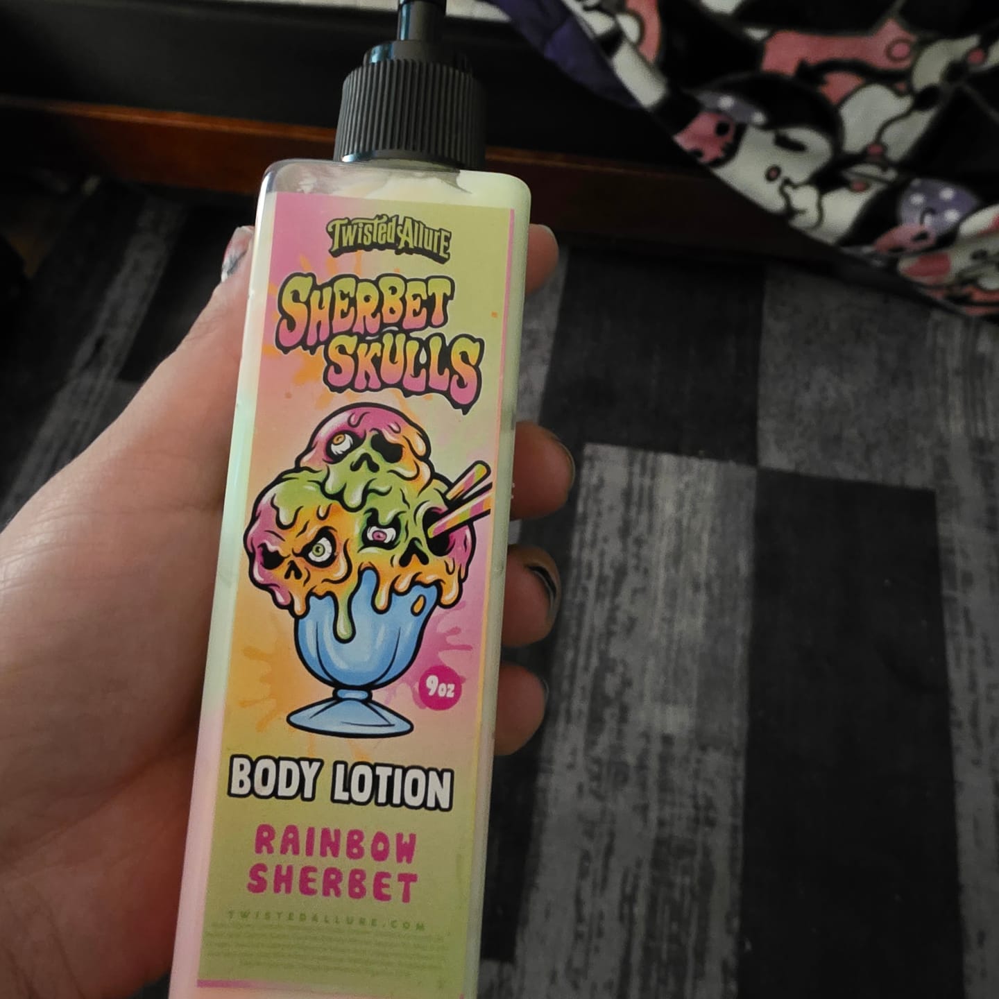 Customer photo review of Sherbet Skulls Body Lotion