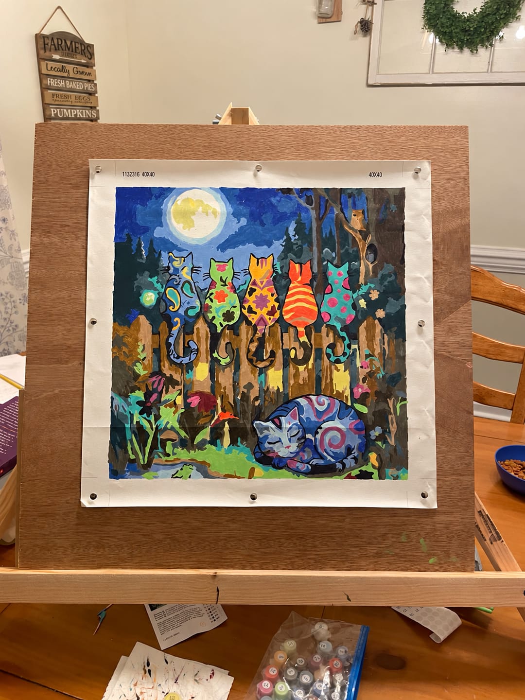 Customer photo review of Moonlit Garden Cats (Paint by Numbers)