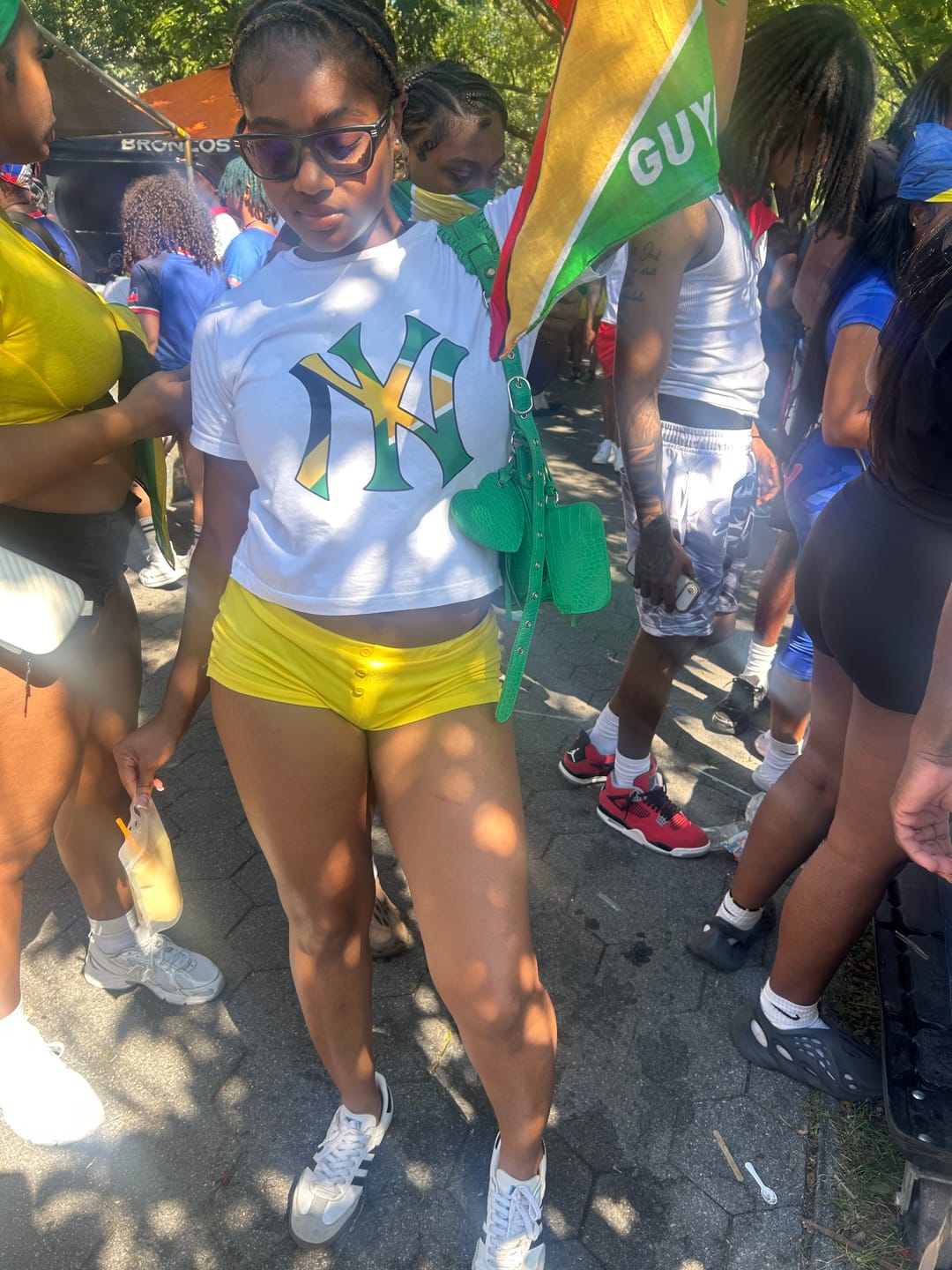 Customer photo review of CUSTOM ORDER: Caribbean Flags x NY Baby Tee [Read Description]
