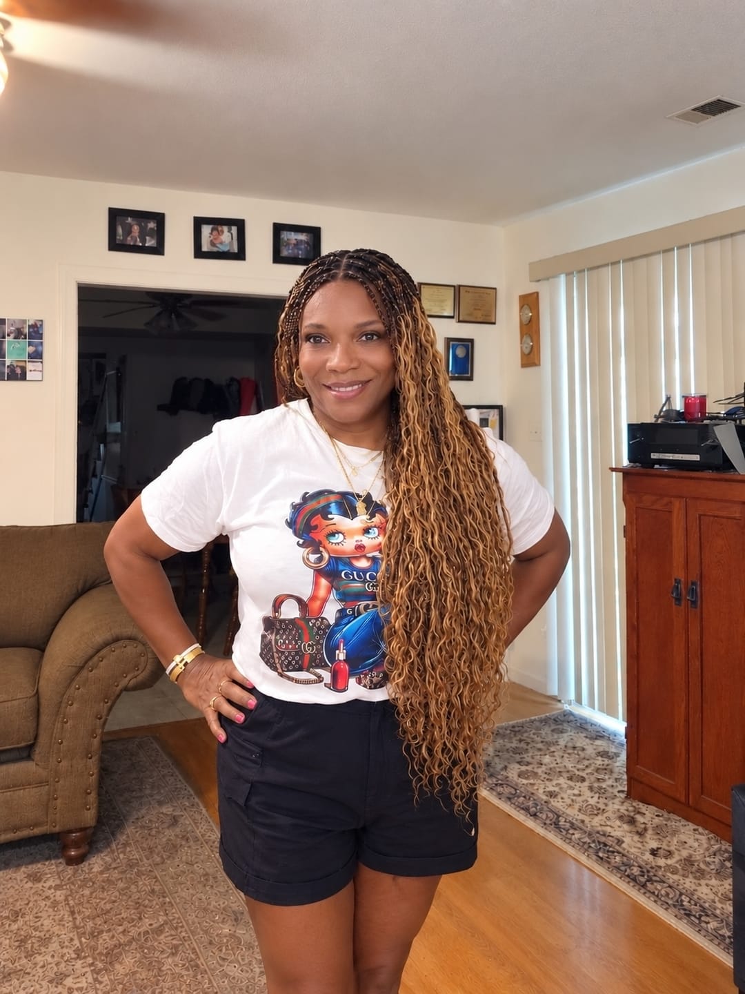 Customer photo review of Swiss HD Full Lace Human Hair Boho Curls 36" Knotless Boho Box Braided Wig