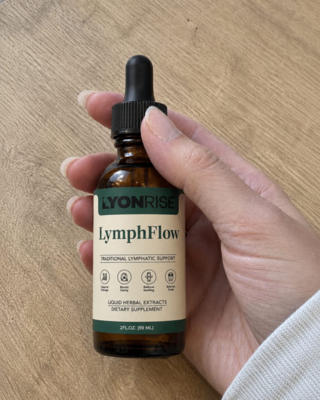 Customer photo review of LyonRise LymphFlow, טיפות לניקוז לימפתי לגברים