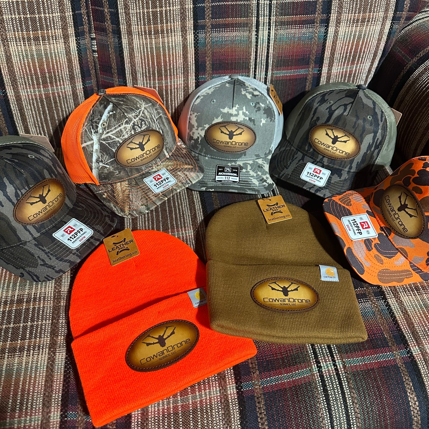 Customer photo review of Custom Carhartt Beanies Leather Patch Laser Engraved