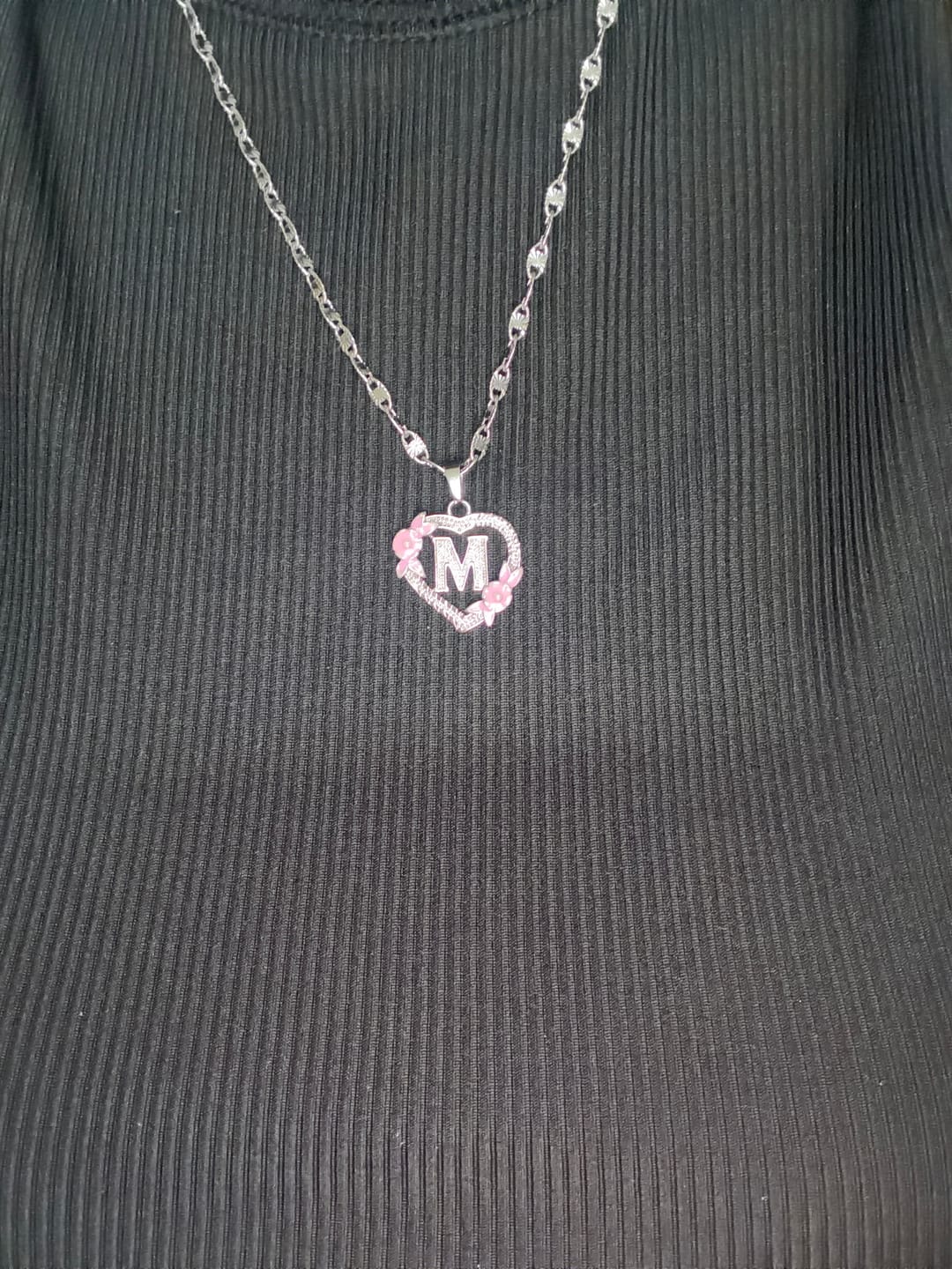 Customer photo review of Flower Initial Necklace w/ Clip Chain