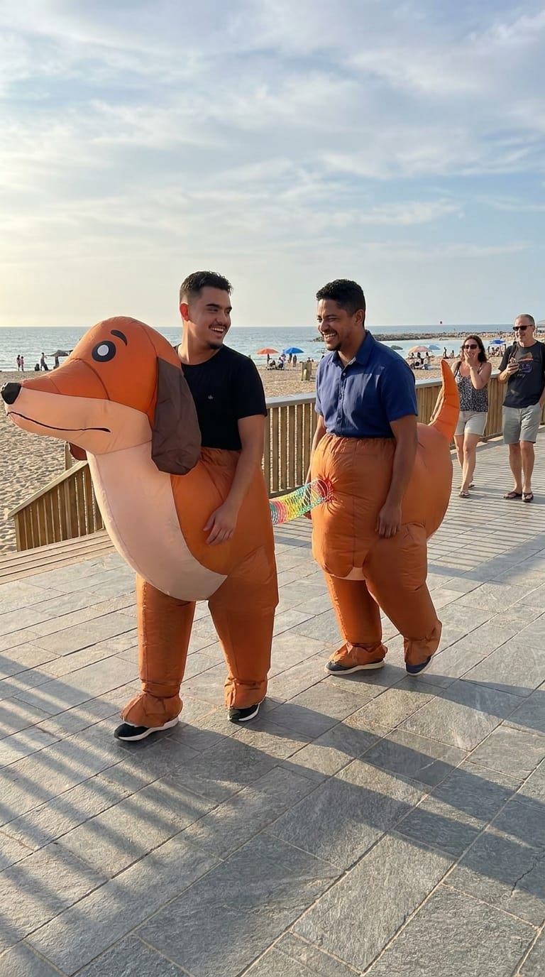 Customer photo review of Inflatable Spring Dog Costume