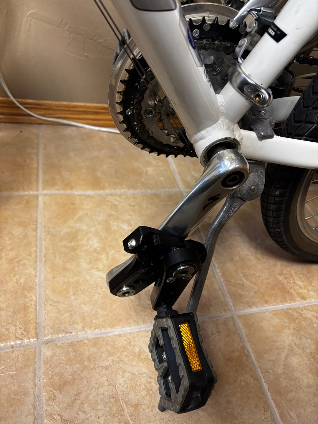 Customer photo review of Easy Knees Pedal Swing and Crank Shortener Kit (One Side)