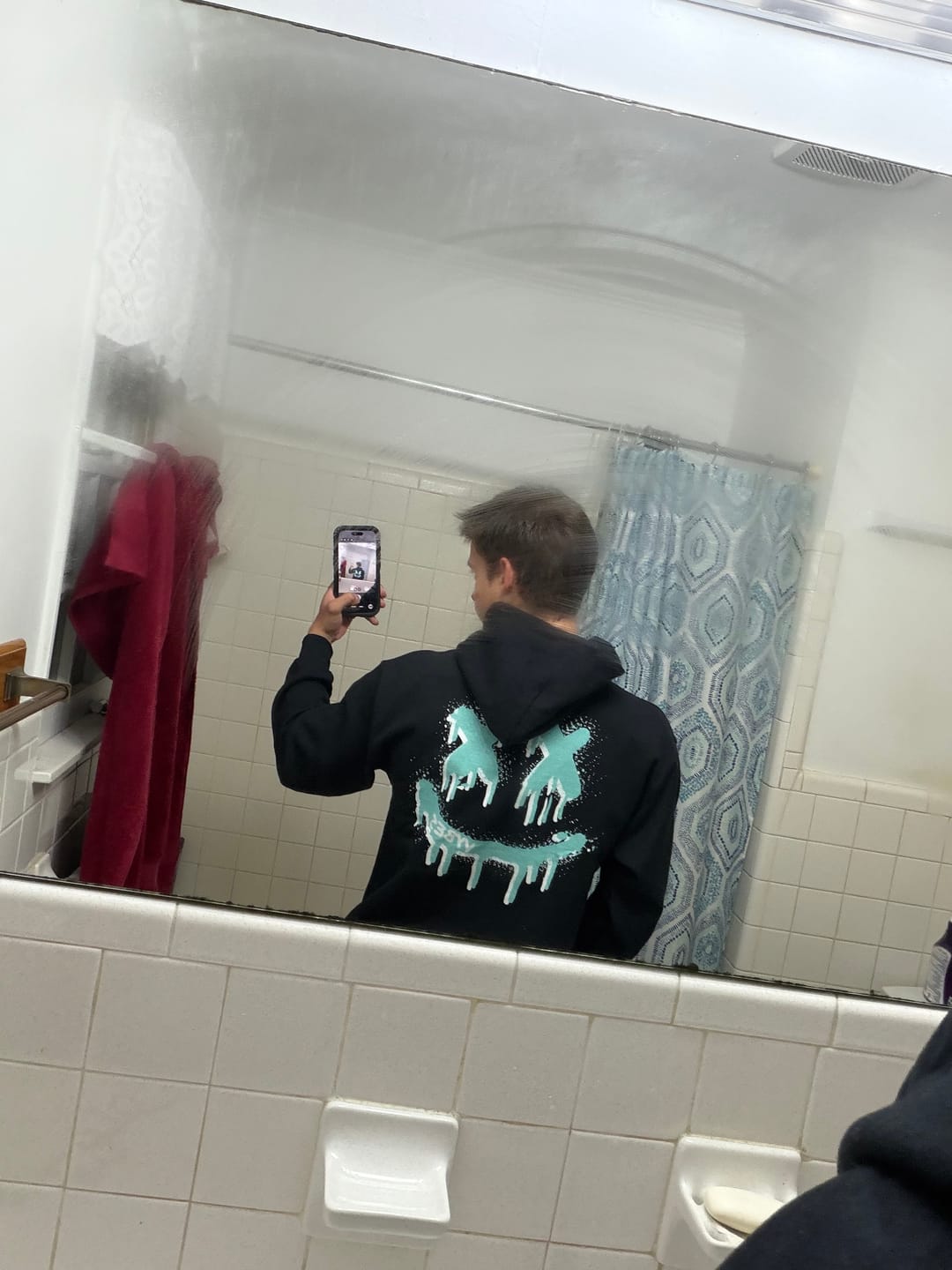 Customer photo review of 3D Smiley Drip Hoodie