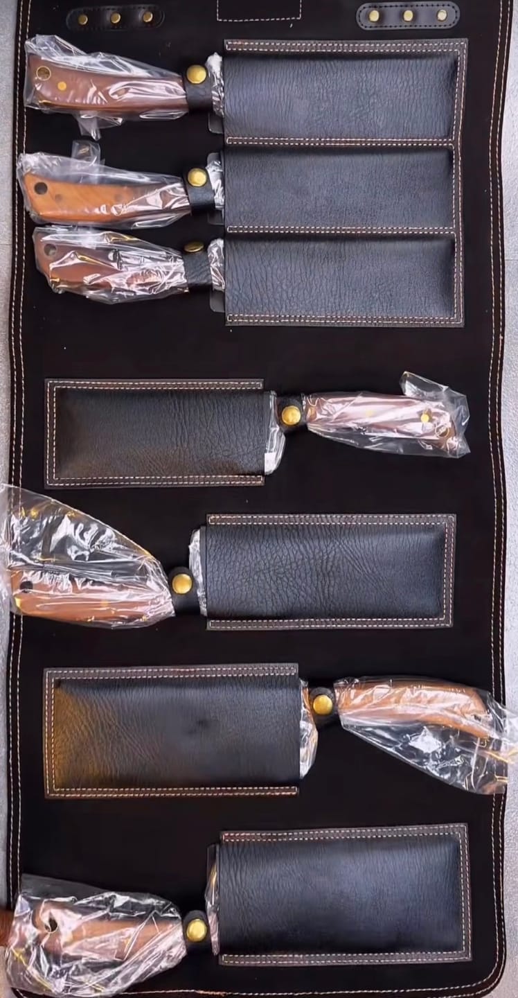 Customer photo review of 9-Piece Hand Forged Butcher Knife Set with Magnetic Block