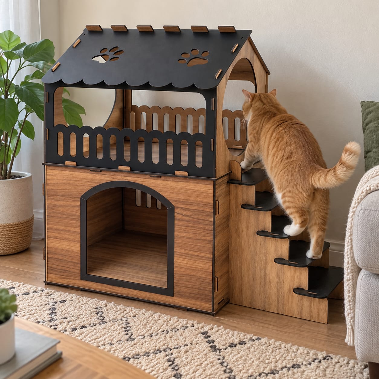 Customer photo review of Wooden Cat Villa