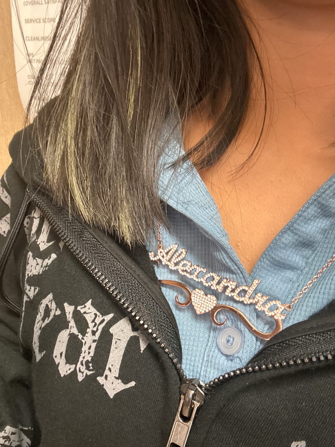 Customer photo review of Iced Heart Name Necklace
