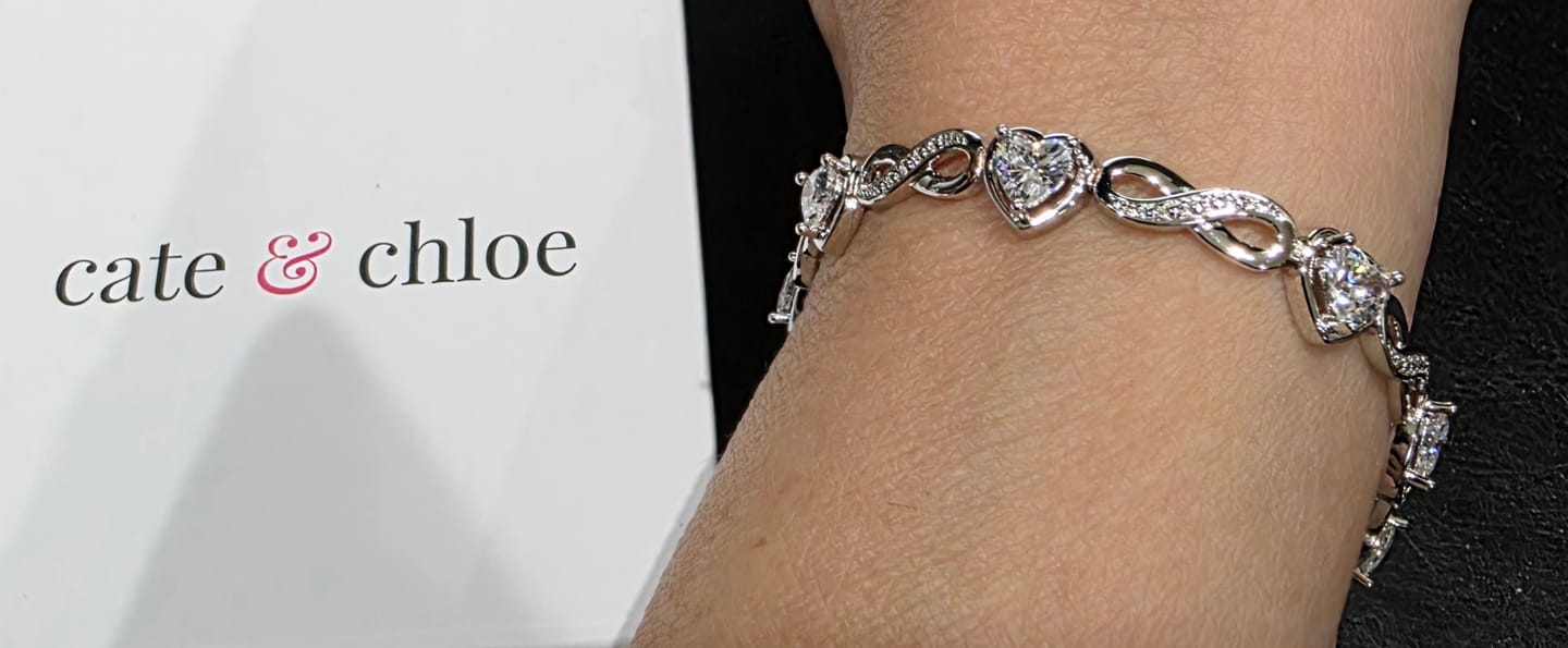Customer photo review of Amanda 18k White Gold Plated Infinity Heart Tennis Bracelet with Simulated Diamond Crystals
