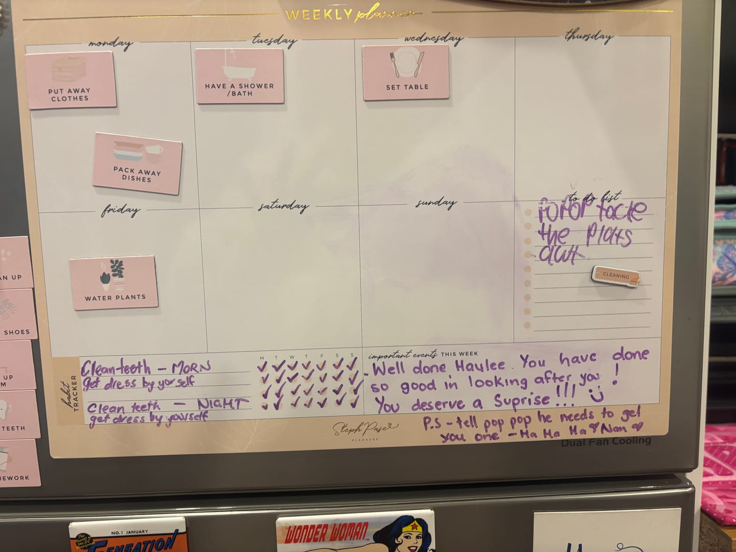Customer photo review of Weekly Planner Magnet - Beige