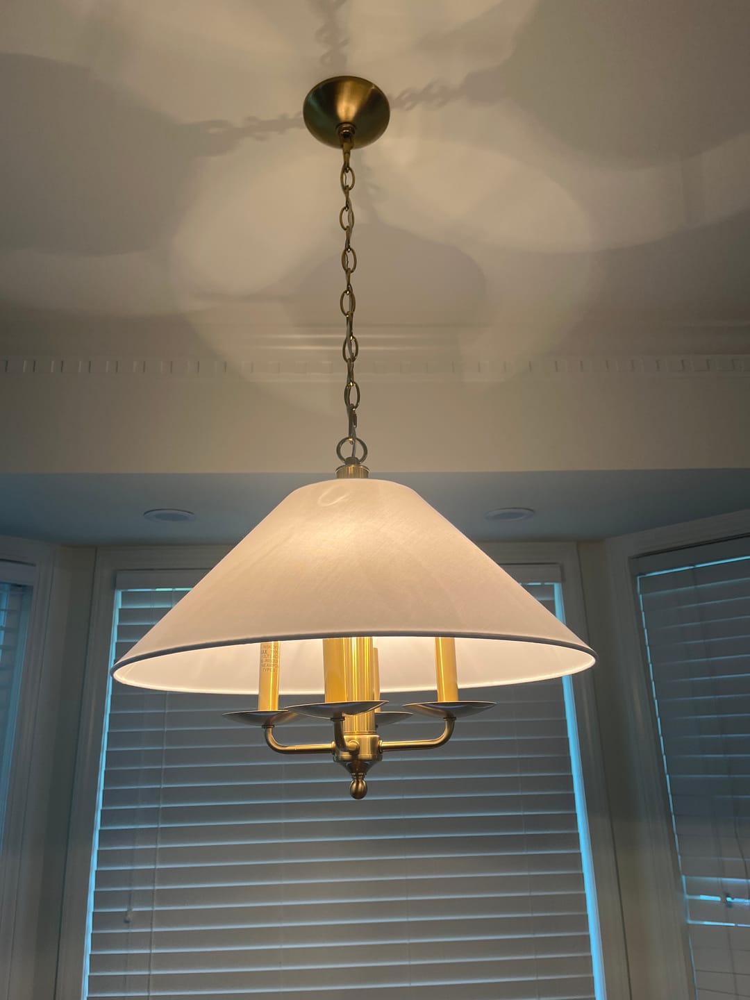 Customer photo review of French 4-Light Candle Style Fabric Conical Cage Pendant
