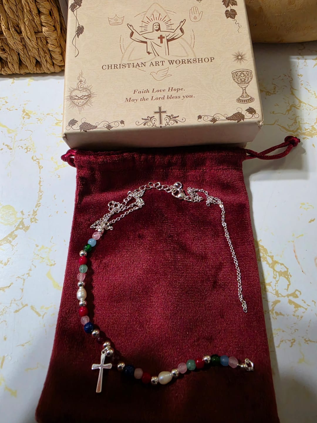Customer photo review of FREE Today: Colorful Beaded Necklace with Simple Cross Pendant: A Symbol of Vibrant Sacred Grace & Steadfast Faith