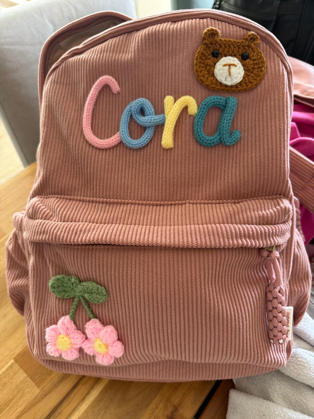 Customer photo review of K&C - Personalized Knitted Backpack