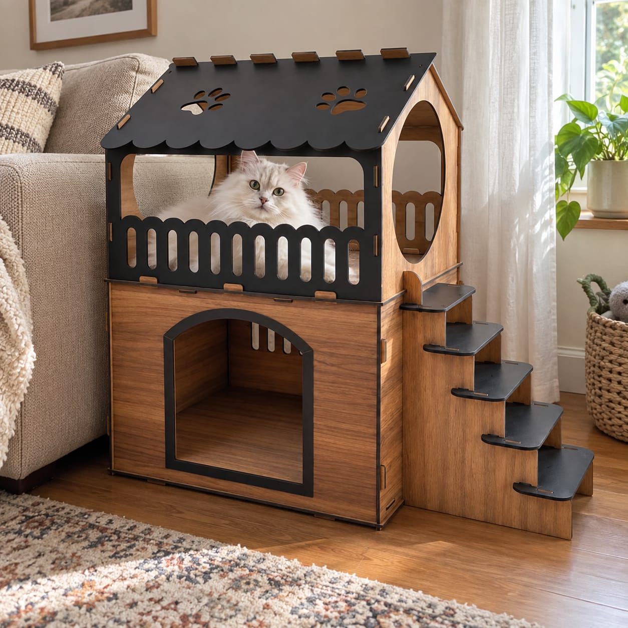 Customer photo review of Wooden Cat Villa