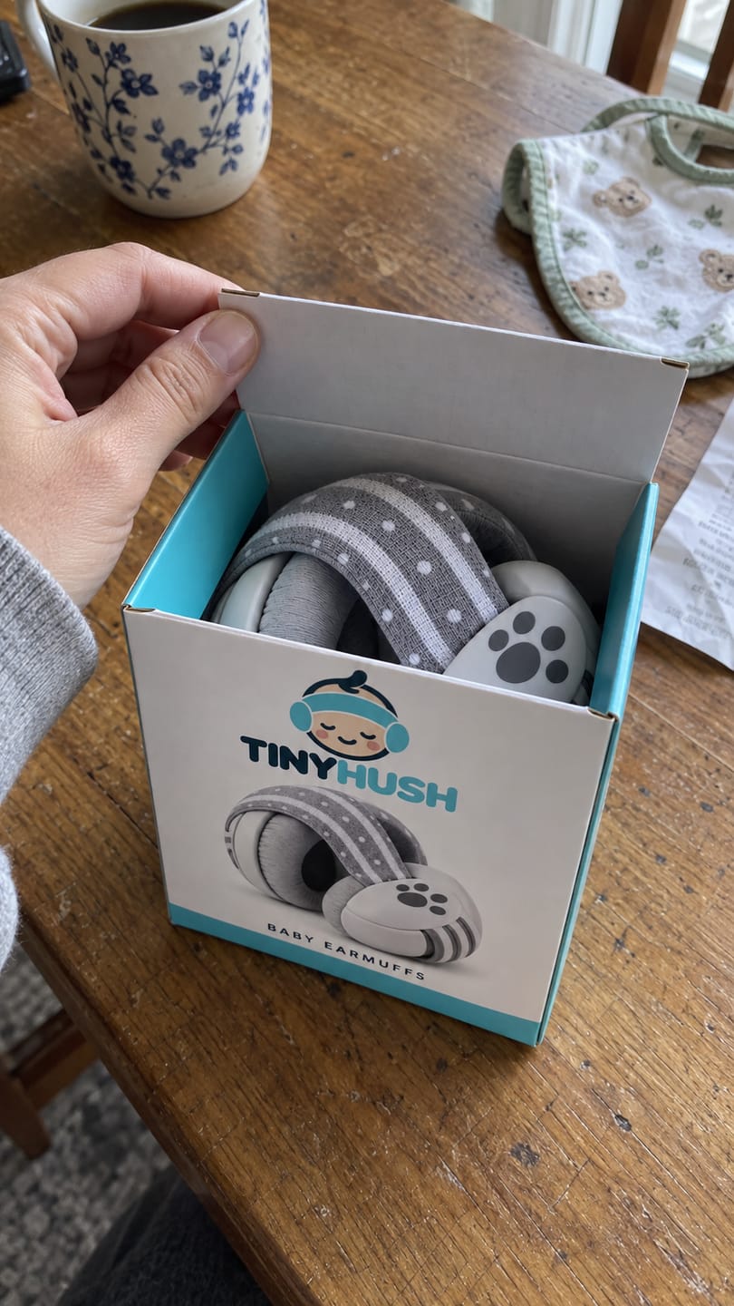 Customer photo review of TinyHush Baby Ear Muffs