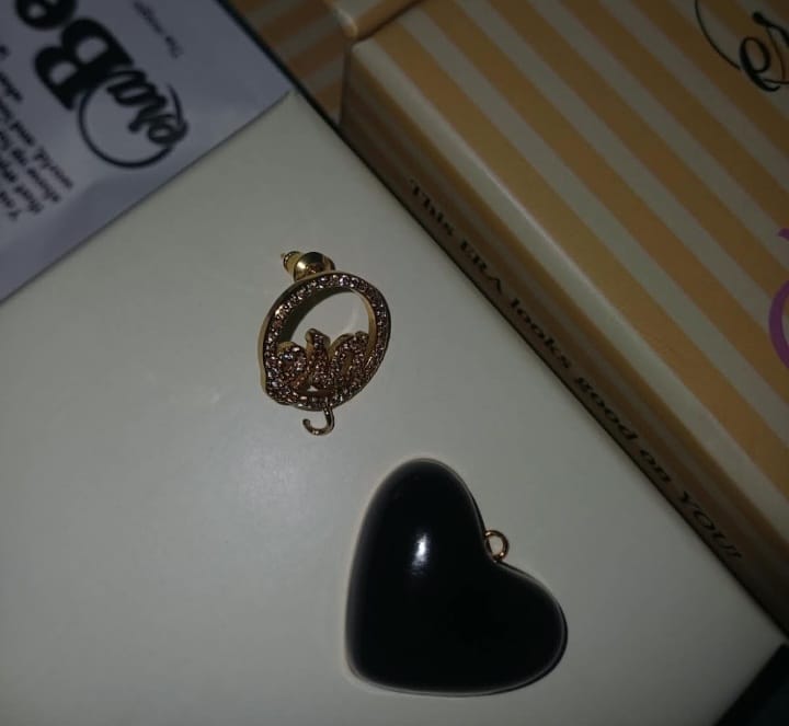 Customer photo review of Black Era Adore Gold Earrings