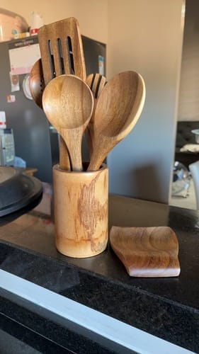 Customer photo review of Teak Kitchen Utensil Set