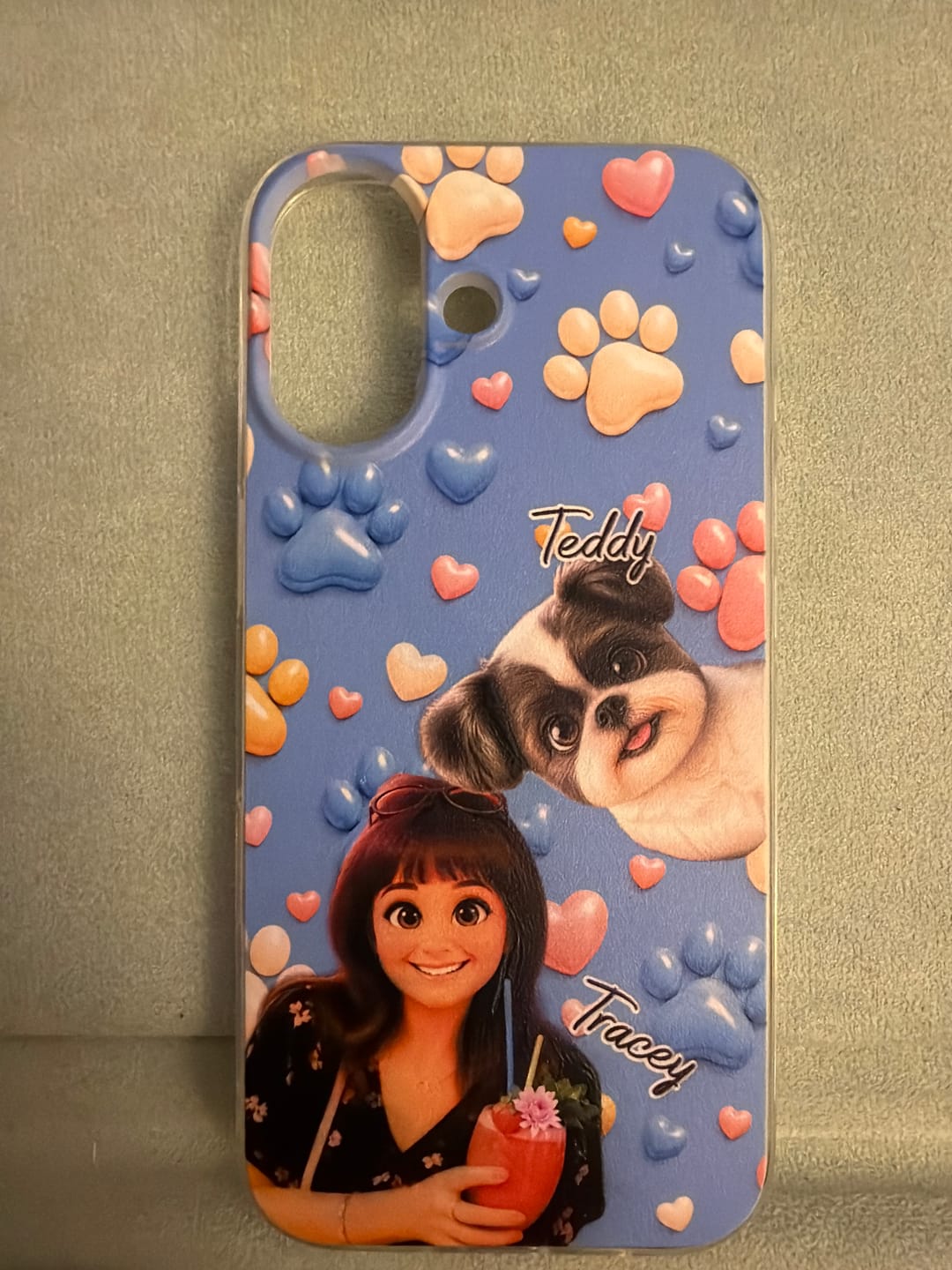 Customer photo review of Cartoon Person + Pet - Personalised Phone Case