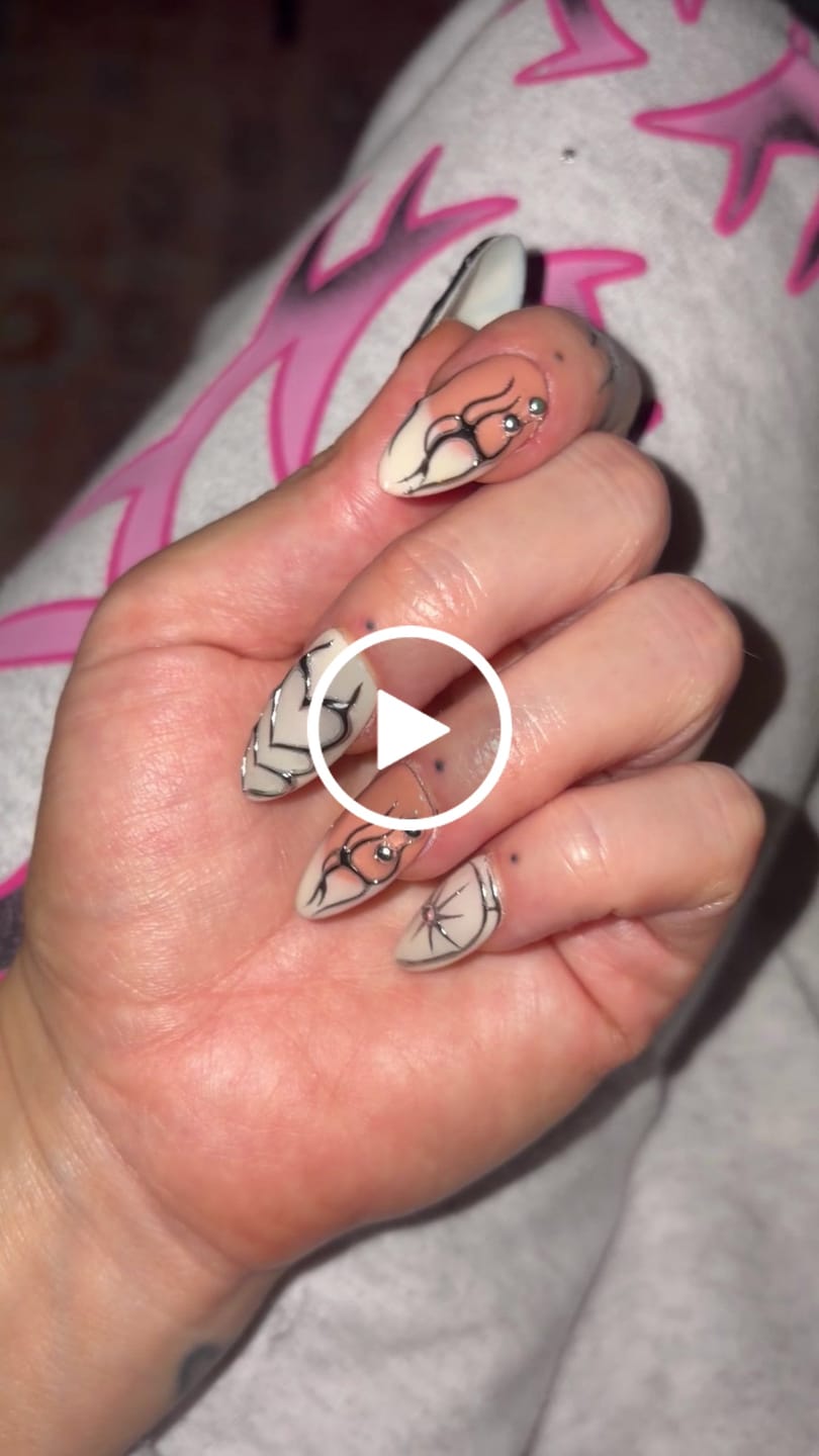 Customer video review of White Press On Nails, Gothic Punk Rock Nails, Goth Silver Mirror Effect With Nude French DarkNailz