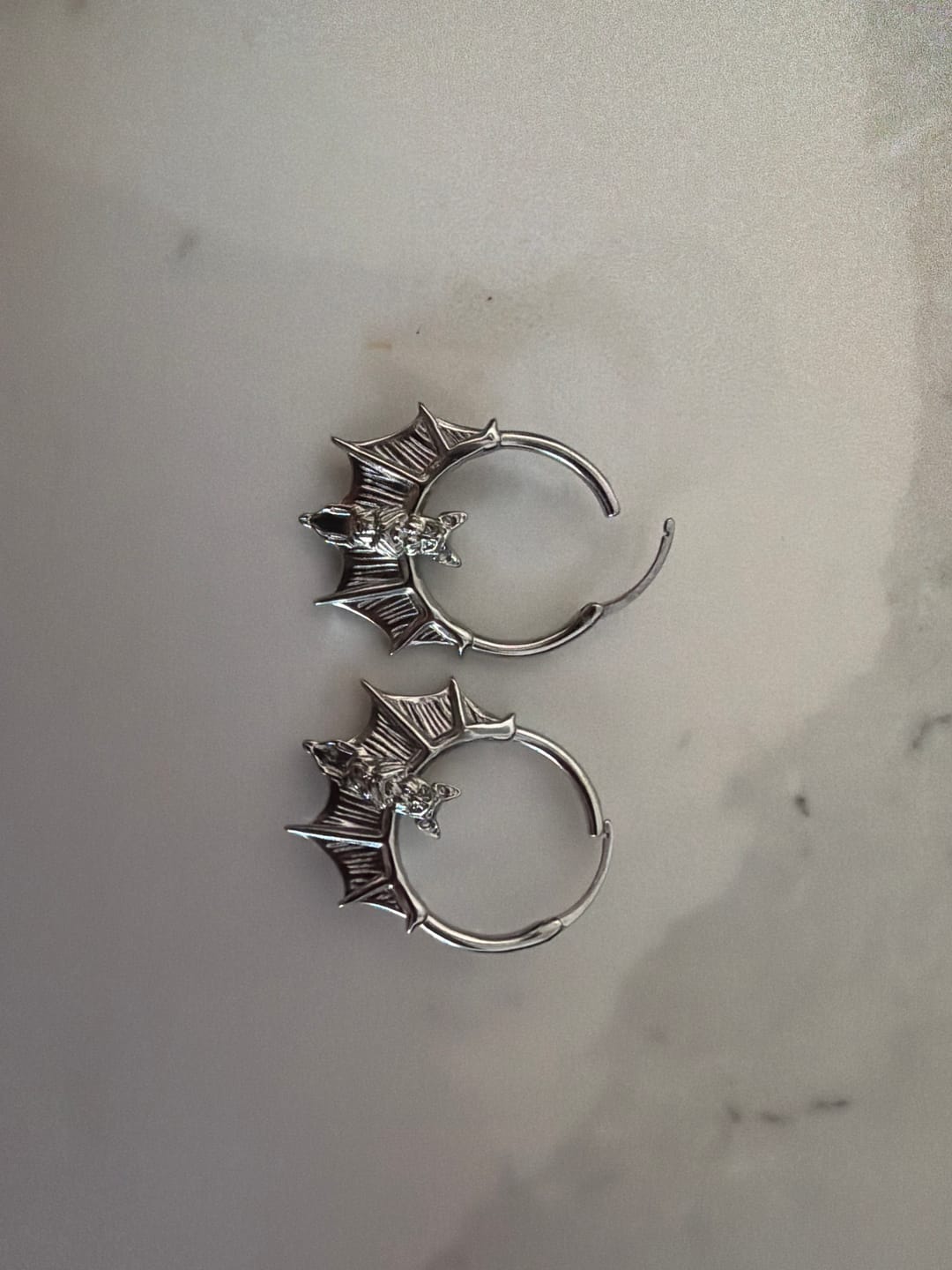 Customer photo review of BAT HOOP EARRING