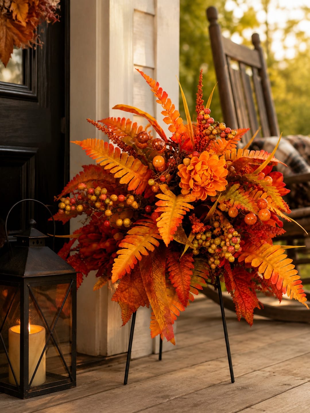 Customer photo review of Autumn Harvest Floral Garden Stake Arrangement
