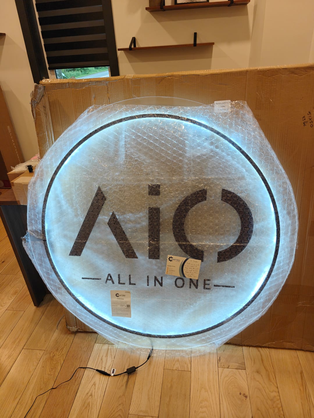 Customer photo review of Acrylic Laser Cut 3D Round Logo Sign (Indoor) (S5)